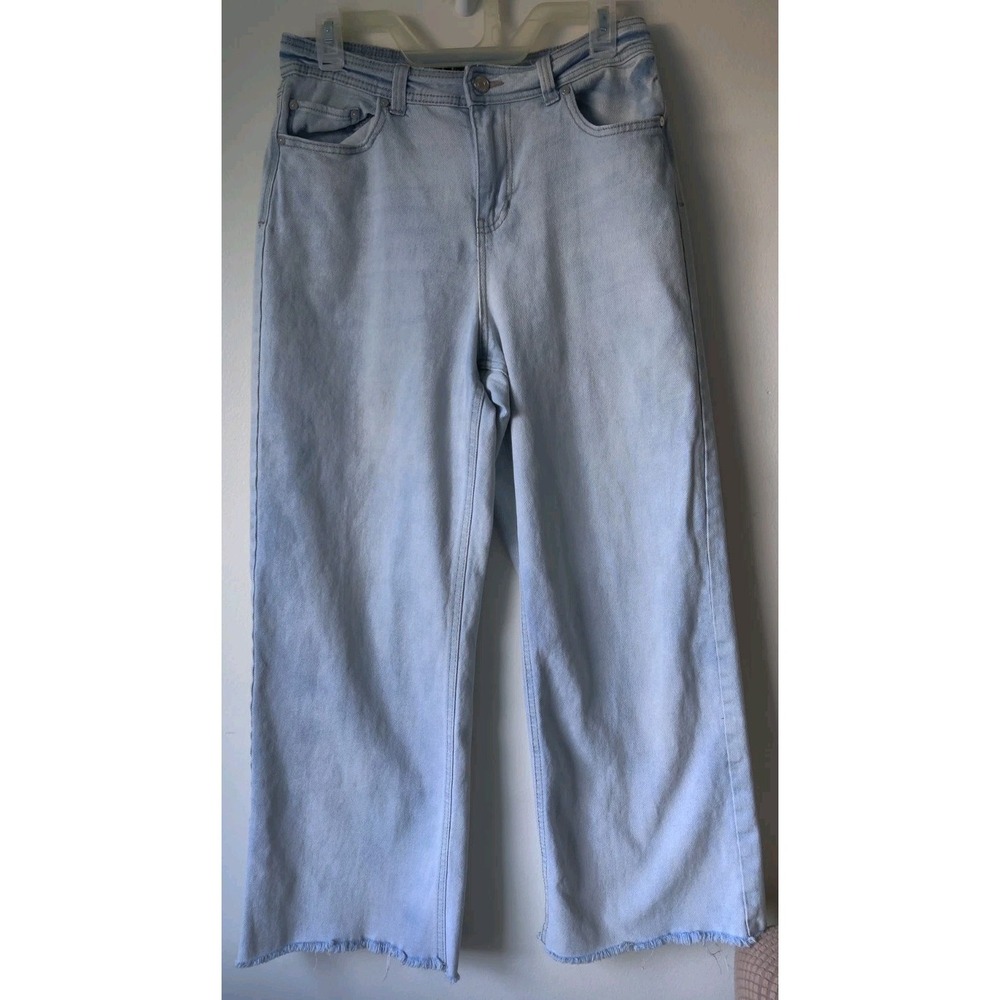 Indigo Rein Junior's Light Wash Organic Cotton Blend Jeans Frayed Hem Size 5/26